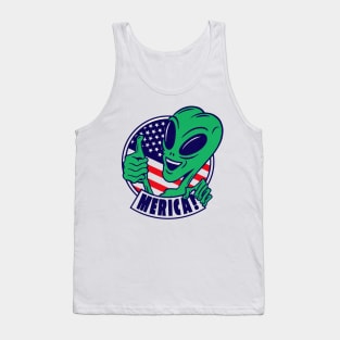 Alien with american flag Tank Top